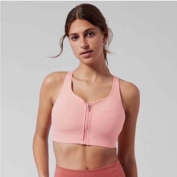 Athleta Advance Zip Front Bra B-DD Pink Sports Racerback 40DD NEW - Picture 9 of 10